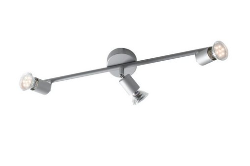 Spot COOPER in metallo argento con tre diffusori orientabili e lampadine incluse SPOT-COOPER-3