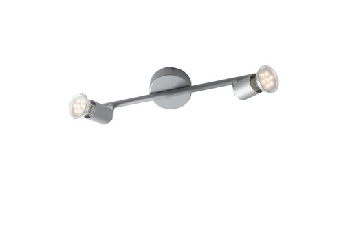 Spot COOPER in metallo argento con due diffusori orientabili e lampadine incluse SPOT-COOPER-2