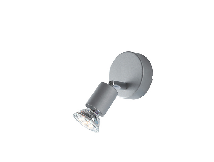 Spot COOPER in metallo argento con diffusore orientabile e lampadina inclusa