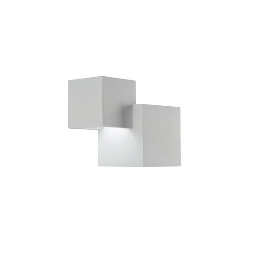 Applique RUBIK in gesso bianco verniciabile con doppio diffusore I-RUBIK-AP2