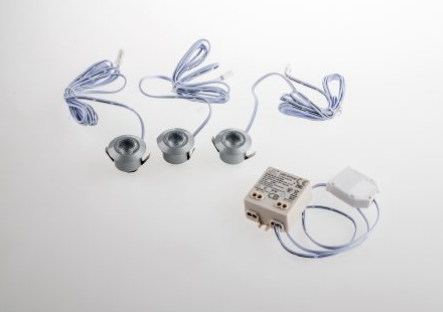 Kit 3 incassi LED ASSO rotondi in alluminio argento 1W INC-ASSO-R3