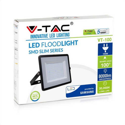 Faro LED SMD Chip Samsung 100W Nero IP65 sku 412/413/21414Luce Calda