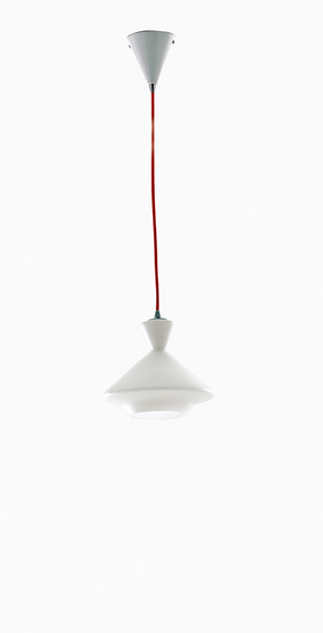 Lampadario SUGAR in vetro bianco con cavo in tessuto rosso I-SUGAR-A
