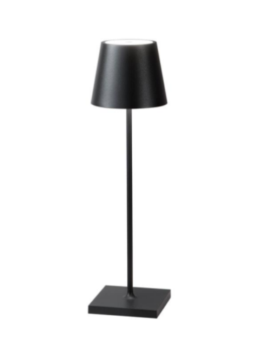 Lampada LED ricaricabile DRINK in metallo nero con dimmer luce calda LED-DRINK-NER
