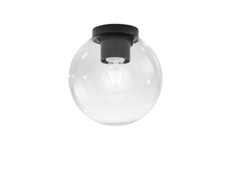 Lume da esterno POLLY con base in plastica nera e sfera trasparente 20 cm I-POLLY-G20-TR
