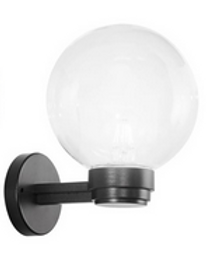  Applique per esterno POLLY con base in plastica nera e sfera trasparente I-POLLY-AP-TR