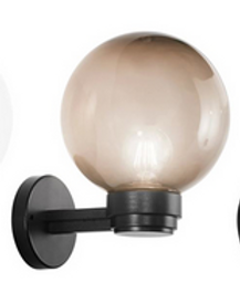 Applique per esterno POLLY con base in plastica nera e sfera grigia I-POLLY-AP-GR