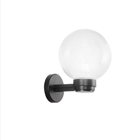 Applique per esterno POLLY con base in plastica nera e sfera bianca I-POLLY-AP-BCO