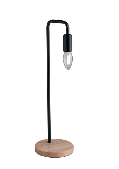 Lampada da tavolo SUSHI in metallo nero con base in legno I-SUSHI-L-NERO