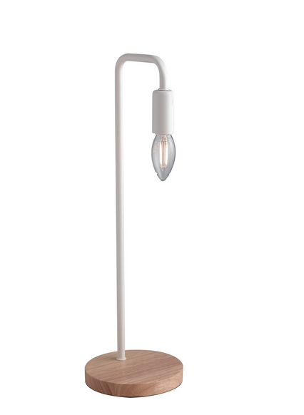 Lampada da tavolo SUSHI in metallo bianco con base in legno I-SUSHI-L-BCO