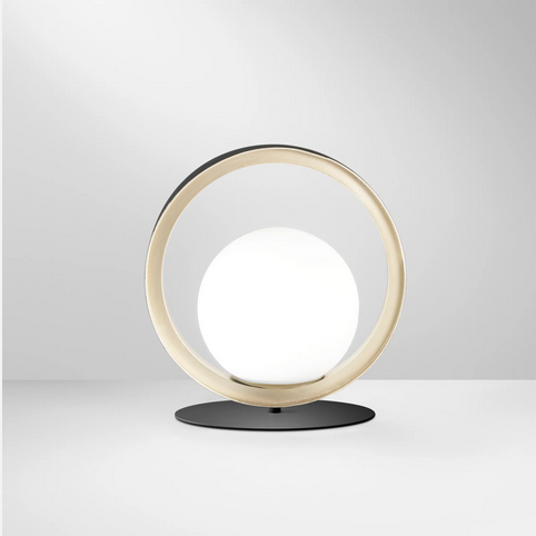 Lampada da tavolo SONETTO in alluminio nero e oro e diffusore in vetro I-SONETTO-L