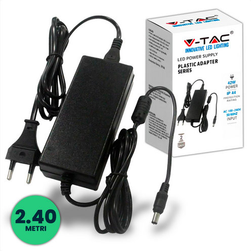 Alimentatore 42W 12V 3,5A Plug&Play con Jack 2,1 IP44 sku 3249
