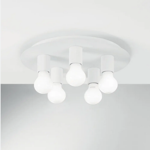 Plafoniera STRIKE a cinque luci in metallo bianco I-STRIKE-PL5-BCO