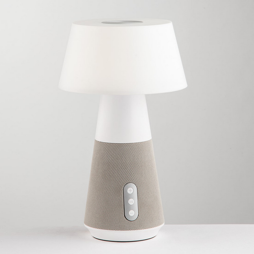 Lampada ricaricabile led decibel grigia 4,5w 300lm cct dimmerabile con speaker bluetooth 17x17x29cm LEDT-DECIBEL-GREY