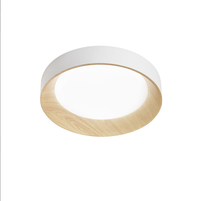 Plafoniera Led Arka Bianca/Legno 36w 5000lm Cct  50x50x8,5cm I-ARKA-PL50-BCO