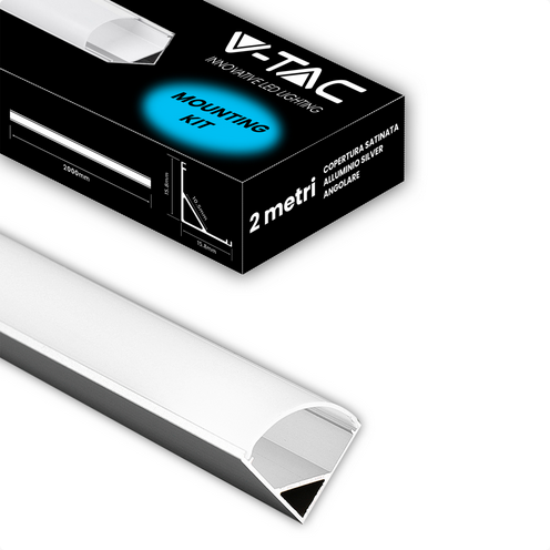 Profilo in Alluminio Angolare Colore Silver per Strisce LED sku 3353