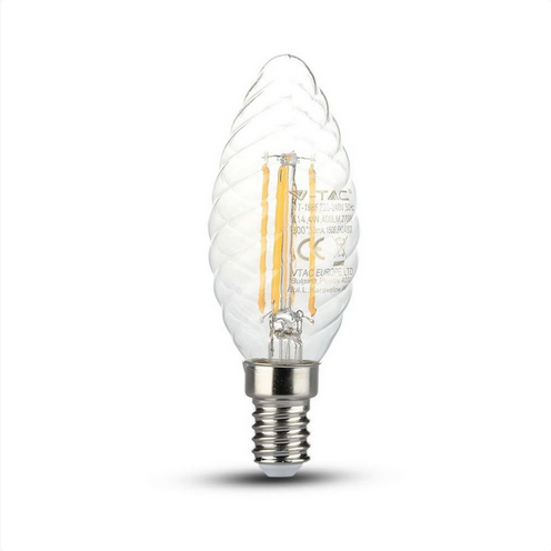 Lampadina LED E14 4W Candela Tortiglione Filmento 2700K sku 4307
